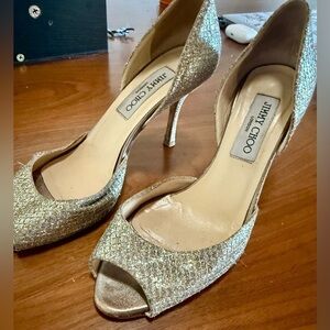 Jimmy Choo Peep Toe Glitter Sparkly Heel Womens 36 / US 6/6.5
